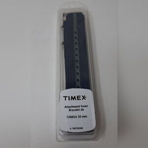 NWT Timex Adjustable Strap Only Bracelet Band Fabric Navy Gray 20mm T2N654
